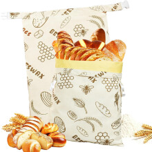 Reusable Beeswax Bread Bag For Homemade Bread & Sourdough - 2 Packs 17"x13" Organic Cotton & Linen Storage Bag for Baguettes