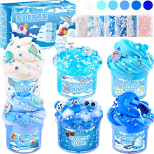 6 Pack Slimes Kit Blue Slime Kids Cloud Butter Clear Slime Party Favors To