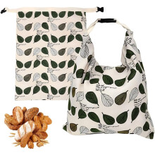 2-Pack Reusable Cotton Bread Bags for Homemade Sourdough Eco Friendly Loaf Storage Sacks with Triple-Stitched Seams Needlework