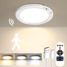 Gotopceed oplaadbare plafondlamp met bewegingssensor en afstandsbediening - Magnetische draadloze plafondlamp op batterijen voor kasten, douches