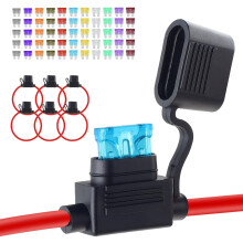 6-delige inline zekeringhouder 12V, verbeterde waterdichte 12 AWG zekeringhouder met 66 standaard autozekeringen