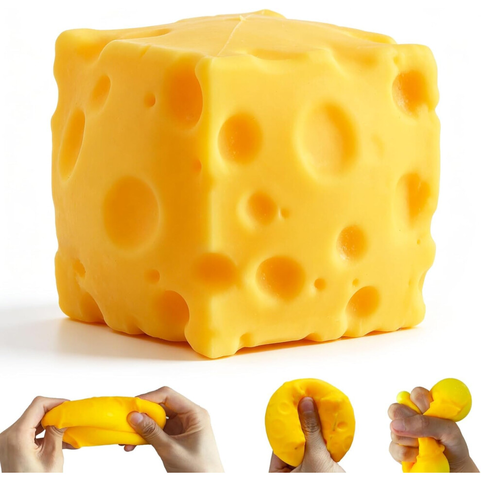 Cheese Squeeze Toy,Cheese Squishy Stress Ball Realistic Design,Men Women For Stress Relief Squeeze Ball Yellow