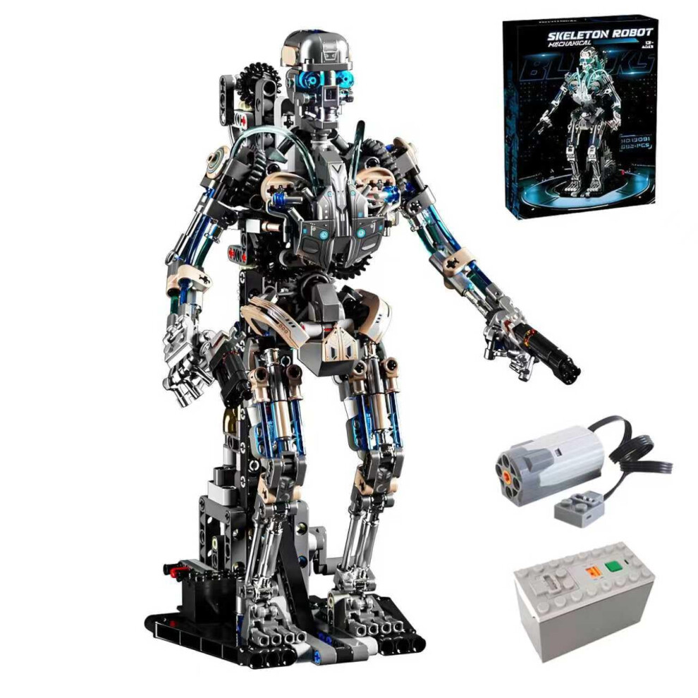 Photos - Construction Toy CSNRHG Mechanical Skeleton Robot Building Block Toy 692+Pieces Twistable Body and Poseable Design can be Driven by Hand or M