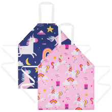 HOTUT 2 Pcs Kids Aprons, Cartoon Style Adjustable Child Chef Aprons, Unicorn Print Children's Apron for Kids Toddler Painting Baking Artist (Pink+Blu