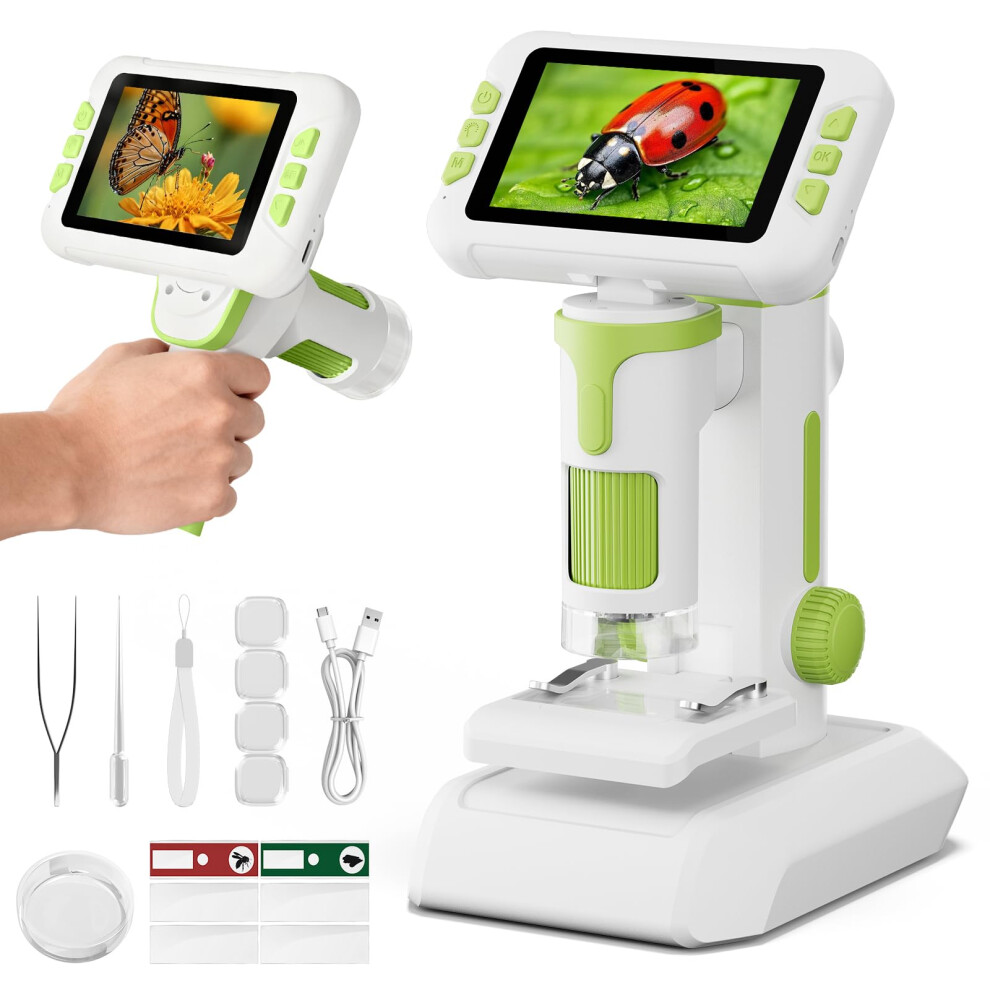 Photos - Creativity Set / Science Kit HEWEIMEI 1600X Microscope for Kids, 4K 4.0" Digital Screen Kids Microscopes with Slides Kit, Educational Science Kit Toys fo