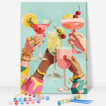 GEEHEIY Paint by Numbers for Adults with Frame, Cocktail Easy Framed Paint by Numbers Kits on Canvas for Beginner, DIY Acrylic Oil Adult Painting by