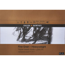 Daler-Rowney Fine Grain Lightly Textured Heavyweight 200gsm A2 Drawing Paper Pad, Glued 1 Side, Acid-free, 30 White Sheets, Ideal