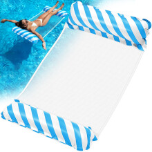 Aufblasbare Poolliege für Erwachsene - 4-in-1 Schwimmstuhl mit Kopf- und Fußstütze - Tragbare Netz-Wasserliege für Pool, Strand, See