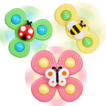 Ainiv 3PCS Suction Cup Spinner Toy for Baby, Spinners for 2 Year Old Boy Girl, Plane Travel Toddler Sensory Toys, Suction Fidget Spinner for Baby Bat