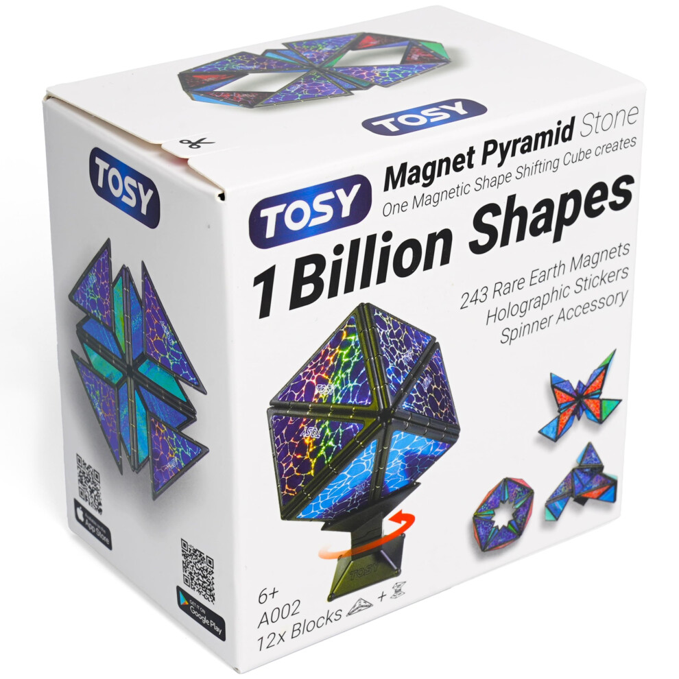 Tosy Magnet Pyramid Stone - 1 Cube Transforms Into 1 Billion Shapes (Bunny, Egg Basket, Flowers, Heart), Easter Birthday Gift, 12 Pcs, 243 Magnets, H