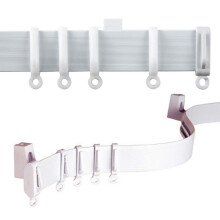 C2B 500cm Plastic Curtain Track - Strong, Bendable Track, (196") Bay & Straight Windows - Wall & Ceiling Mounted, Parts for 3 Trac