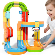 Clickrail Electric Train Set, 3D STEM Magic Rail Cube Train Set, Track Fusion Toy with Flexible Building Race Track & Gravity-Defying Train