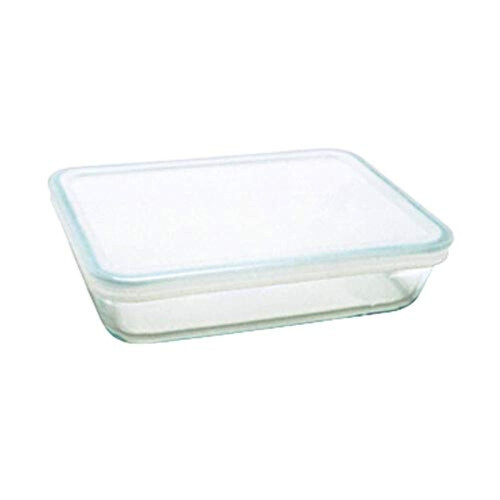 Pyrex Pyrex 1.5L Rectangular Casserole Dish with Plastic Lid - Glass, Transparent, 22x17x6 cm, 1.5 Liters, White