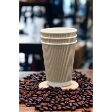 We Can Source It Ltd - 12oz Disposable Kraft Ripple Paper Cups - Insulated Beige Paper Cups with 3Ply Construction - 100% Biodegra
