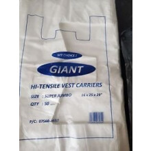 GIANT Extra Large Vest Plastic Carrier Bags Strong 22Micron 16x24x30 (100)
