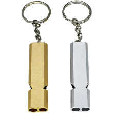Emergency Survival Whistle,2Pcs Metal Double Tubes Safety Whistles with Keychain for Hiking Hunting Outdoor