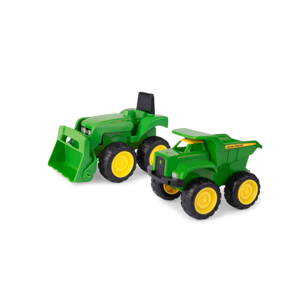 John Deere Tomy Games 6'' Dump Truck & Toy Tractor With Loader Construction Vehicle Set, Green