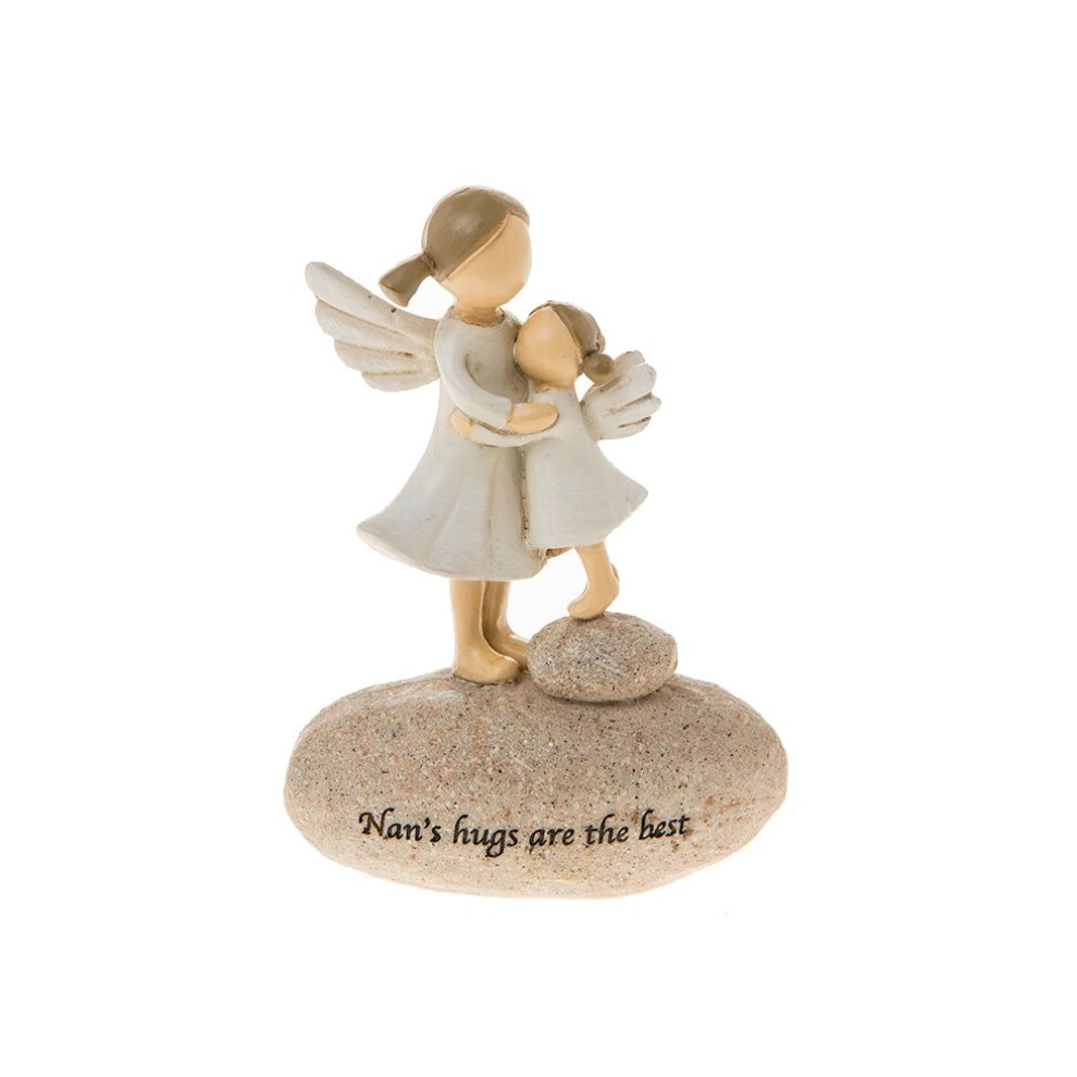 Nan's Hugs Are The Best Sentimental Pebble Gift White Angels