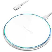 Kabelloses Ladegerät, 15-W-Induktionsladepad für iPhone, Samsung Galaxy, AirPods 2/3/Pro, Huawei, Xiaomi – Weiß