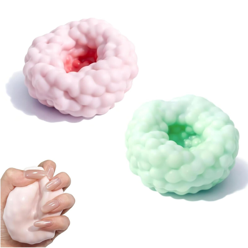 2Pcs Crunchy Squishy Stress Ball, Sand Squishy Stress Relief Balls, Slow Rising Squishies, Soft Crunchy Stress Ball for Kids & Adults (Pink & Green)