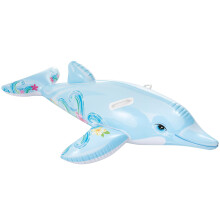 Intex Childrens Inflatable Ride On Lil Dolphin Swimming Pool Fun Accessory, Lite Blue