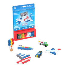 Plus Plus Travel Toys - Building Blocks Puzzle Play, Ideal Train, Car, or Plane Activities for Kids, 12 Pages with 125 Pieces in Attached Storage, Gi