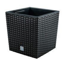 Prosper Plast DRTS170L-S433 17 x 17 x 17 cm Rato Low Flowerpot - Anthracite - 2 part set (with insert pot)