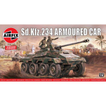Airfix Vintage Classics Set - A01311V SDKFz.234 Armoured Car - Plastic Model Tank Kits for Adults & Children 8+, Set Includes 57 Pieces, Sprues & Dec
