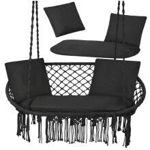 Doppel-Gartenschaukelkissen-Set, Schwarz, Polyester-Baumwolle