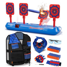 Lehoo Castle Nerf Target, Toys for 3 4 5 6 Year Old Boys, 4 Electronic Digital Target Set, Spider Shooting Toys Gifts with 60 Nerf Bullets Vest for B