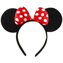 Black With Red Bow & White Polka Dot Mouse Fancy Dress Ears Head Band