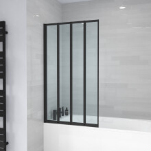 Nes Home 800 x 1400 mm 4 Fold Door Bath Shower Screen Black Frame
