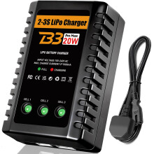 HTRC Lipo Battery Charger, 20W Lipo Charger for 2-3S Lipo Battery Pack(7.4V-11.1V), Airsoft Battery Charger, Fast RC Balance Charger for RC Car, Airs