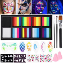 (A) Gesichtsfarbe Kinderschminke Set, UV Bodypainting Farben für Theaterschminke, Split Cake Body Paint, Faschingsschminke Face Paint