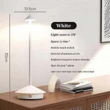 (White) Zafferano Pina Pro LED Table Lamp Dimmable IP54 Indoor Outdoor Corten Steel Base EU Plug Charging