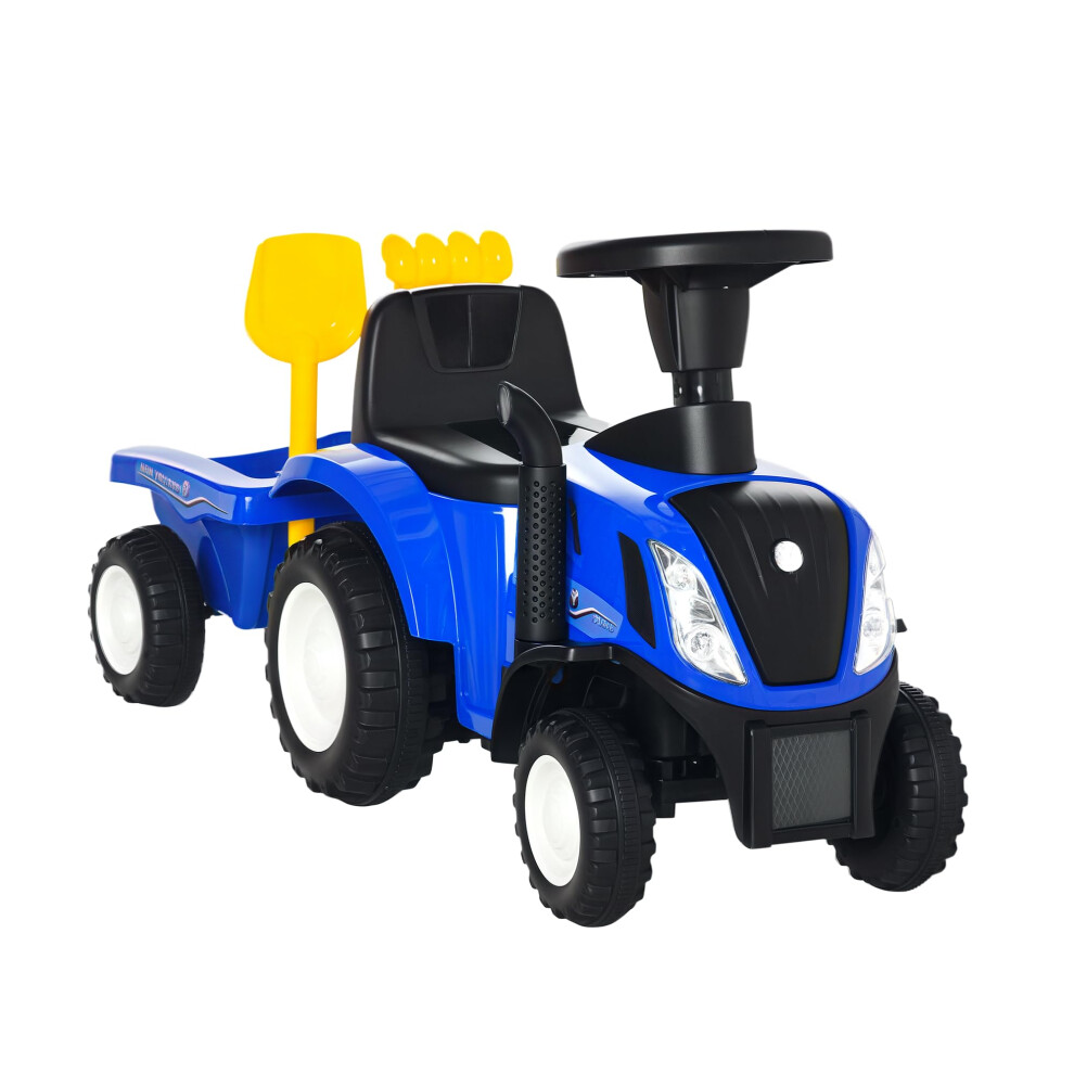 Homcom Ride On Tractor Toddler Walker Foot To Floor Slider W/Horn Storage Steering Wheel For 1-3 Years Old Blue