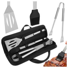 Grillbesteck-Set aus Edelstahl mit Etui - 3-teilig