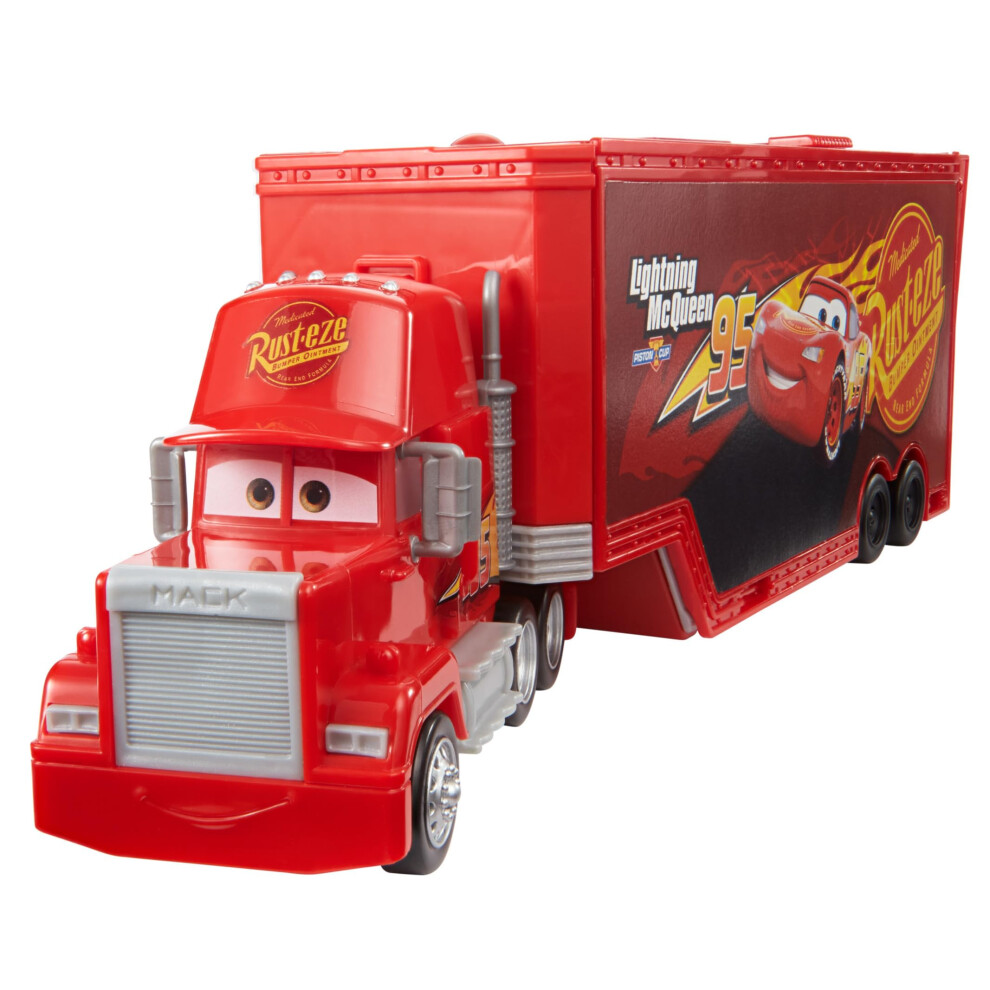 Mattel Disney And Pixar Cars Transforming Mack Playset, 2-In-1 Toy Truck & Tune-Up Station With Launcher, Lift & More, Movie-Inspired Graphics, Gift