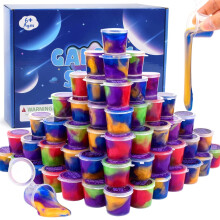 Galaxy Slime Kit,60 Pack Valentine Slime Party Favors, Fluffy and Non Sticky Bulk Slime Putty Toy, Mini Slime Kits for Boys and Girls,Cute Stuffers 6