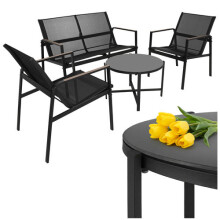 Balkonmöbel-Set - 4-teilig, Stahl & Teslin-Gewebe
