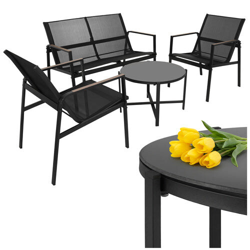 Balkonmöbel-Set - 4-teilig, Stahl & Teslin-Gewebe