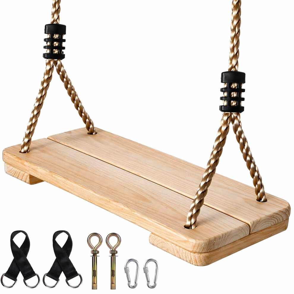 Photos - Fancy Dress EXTFANS Wood Tree Swing Seat, Wooden Swing Set for Children Adult Kids, 15.7 * 6.3 * 1.2 Inch, Adjustable Rope Swings for Ya