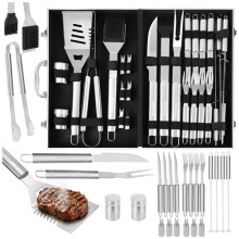 26-teiliges Grillbesteck-Set aus Edelstahl mit Etui