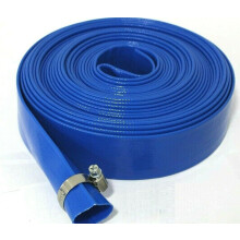 Blue Layflat Water Discharge Hose Pipe Pump Irrigation - 25mm (1") Bore x 10 Metres Long. with Free Stainless Steel Hose Clip