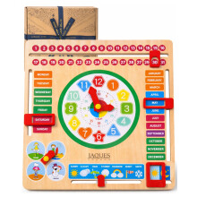 Jaques of London Learning Kids Calendar Clock | Wooden Educational Toys for 3 Year olds with Weather for Preschool Children | Learn to Tell the Time