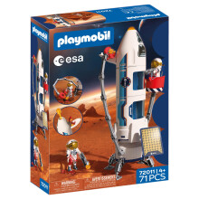 Playmobil Space ESA Mars Research Rocket, Modular rocket with launch pad and 2 astronauts, space toy set, For children aged 4 and up, 72011