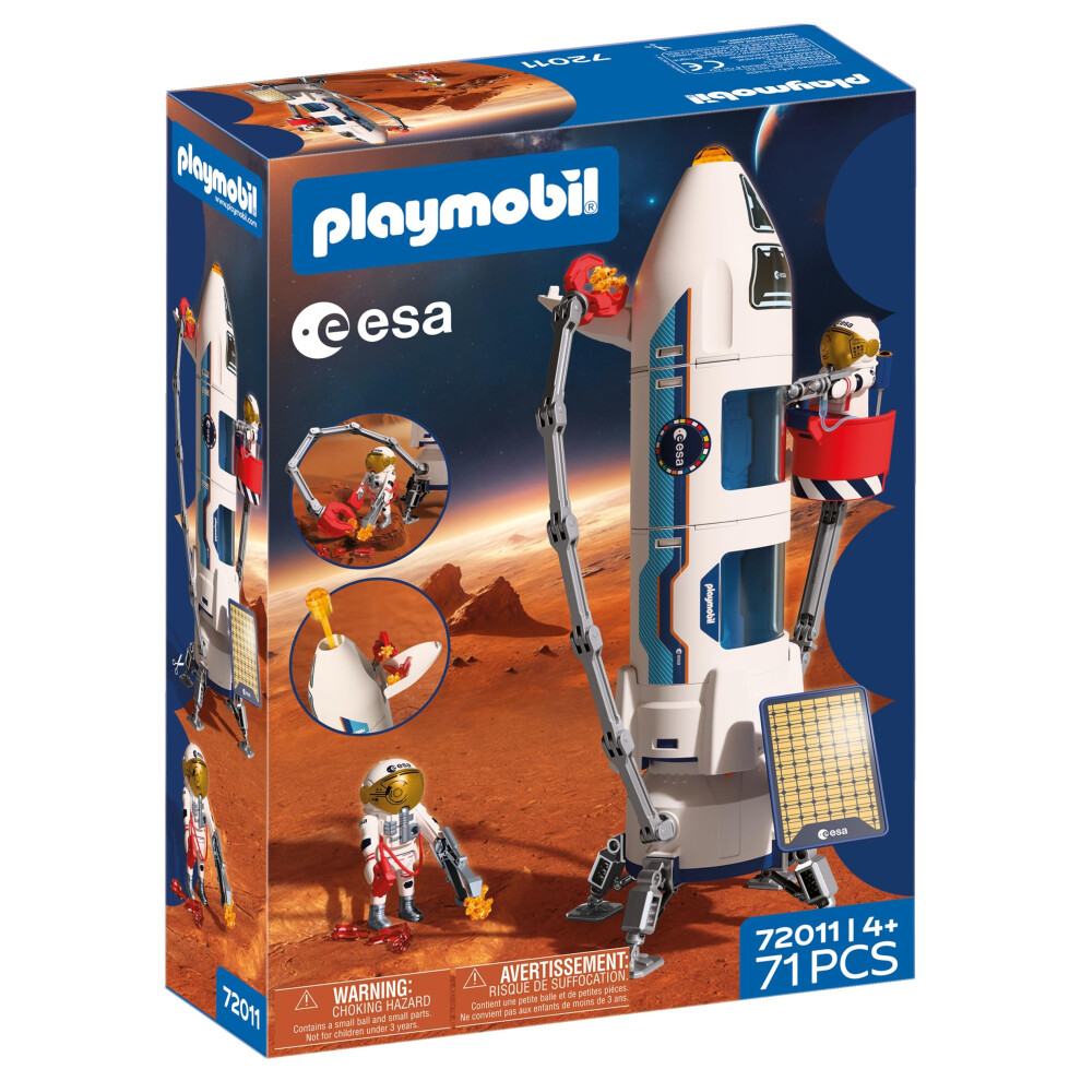 Playmobil Space Esa Mars Research Rocket, Modular Rocket With Launch Pad And 2 Astronauts, Space Toy Set, For Children Aged 4 And Up, 72011