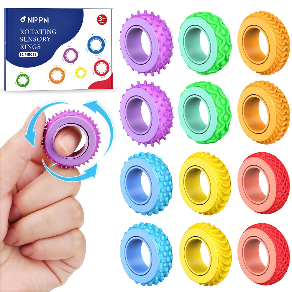 Jumstigate Fidget Rings For Kids Adults - 36 Pc Silent Sensory Spinner Toys For Autism & Adhd, Anxiety Relief Fidget Toys For Kids Adults, Portable Finger Rings