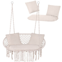 Gartenschaukelkissen-Set für 2 Personen, Creme, Polyester-Baumwolle