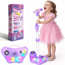 Dislocati Girls Toys Age 3-12, Karaoke Machine 2 Microphones with Adjustable Stand Birthday Gifts for Girls Microphone for Kids Toys Age 3 4 5 6 7 8